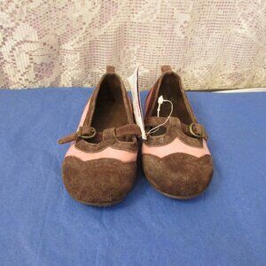 Gymboree NOS Pink and Brown Suede infant Shoes Size 4 Mary Janes